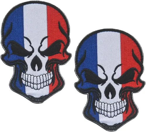 Vista 19 de AliPlus - 2 parches de calavera con bandera estadounidense de EE. UU., gancho y bucle