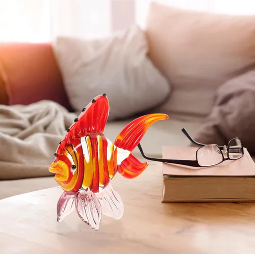 Vista 8 de 1 figura de cristal de pescado soplado a mano animal marino tropical escultura de peces decoración artística pisapapeles colección estatua