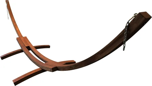Vista 7 de Soporte para hamaca de arco de madera tratada al agua de 14 pies + cama hamaca premium acolchada, doblemente acolchada. Cama para 2 personas. Beige