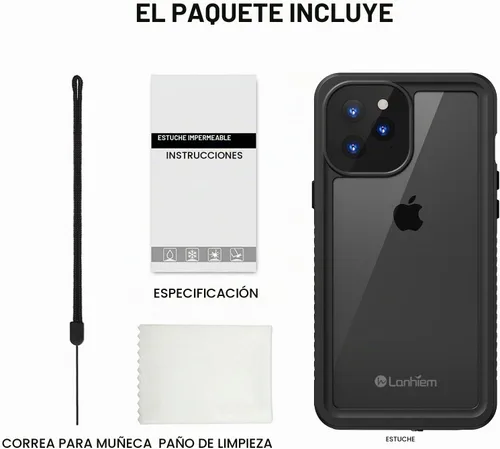 Vista 9 de Lanhiem Funda para iPhone 12 Pro, funda impermeable IP68 a prueba de polvo con protector de pantalla integrado (no para iPhone 12), funda protectora
