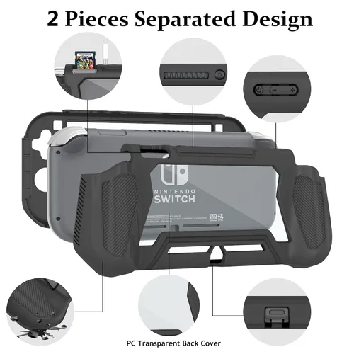 Vista 2 de Protective Case for Nintendo Switch Lite, Full Protection Switch Lite Cover, TPU Shock-Absorption and Anti-Scratch for Nintendo Switch with Bult-in