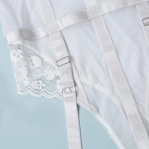 Vista 8 de Lencería de una pieza con liguero para mujer, body de encaje floral con calzones, muñecas de bebé, ropa