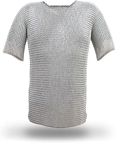 Vista 3 de Medieval Warrior Haubergeon Butted Chain Mail Replica Armor Shirt Silver
