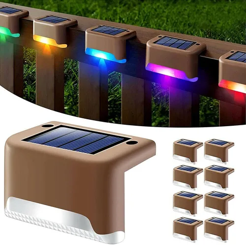 Vista 12 de EROCK Paquete de 8 luces solares para terraza, luces LED solares impermeables para escalones, exteriores, para escaleras, cubiertas, patios