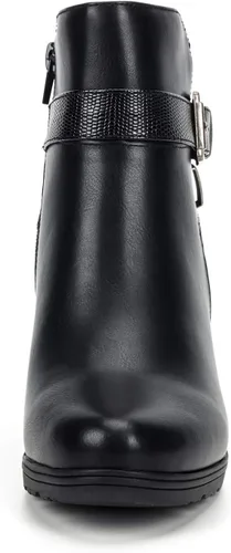 Vista 6 de mysoft - Botines de mujer con cremallera, tacón grueso apilado, botas de tobillo con hebilla y correa en el tobillo Negro (Buckle)
