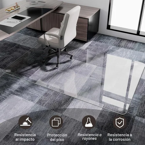 Vista 3 de GLSLAND Tapete de vidrio templado de 47 x 32 pulgadas para silla, protector de suelo resistente para alfombras y suelos duros, resistente a