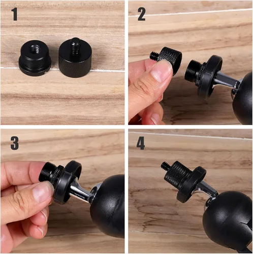 Vista 5 de AIEX 8 adaptadores de micro rosca, adaptador de rosca de soporte de micrófono, 5/8 hembra a 3/8 macho, 3/8 hembra a 5/8 macho, 5/8 hembra a 1/4
