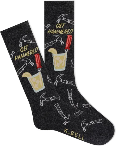Vista 2 de K. Bell Calcetines altos para hombre, bromas divertidas y juegos de palabras, 1 par, regalos geniales y divertidos de la cultura pop