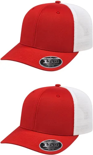 Vista 132 de Cap America i8502 Flexfit 110 Premium - Gorra de camionero de perfil medio con 6 paneles de malla trasera con protección UV y cierre ajustable