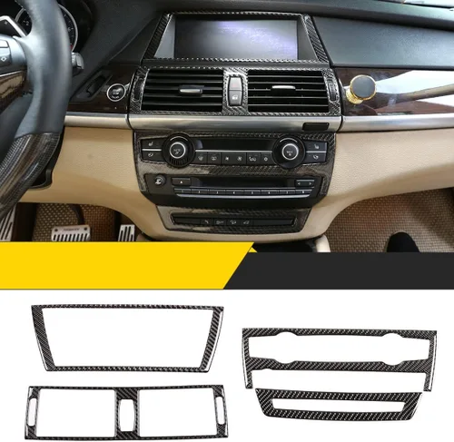 Vista 2 de Ajuste para BMW X5 X6 E70 E71 2008-2013 Función de ajuste de consola central Adhesivo decorativo de panel + Navegación y salida de aire, adhesivo