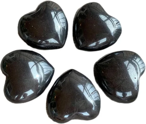 Vista 10 de Corazón hinchado de piedras preciosas al por mayor, corazones hinchados de piedras preciosas pulidas, piedra de palma de cristal, corazón de cristal