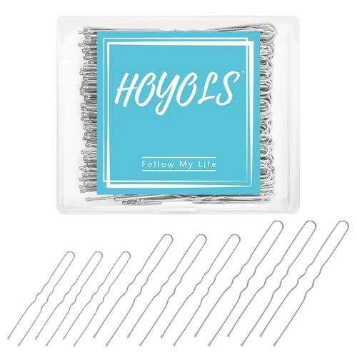 Vista 8 de HOYOLS Alfileres de pelo en forma de U, varios tamaños, clips de metal de sujeción segura, diseño prensado con puntas de bola para mujeres y niñas