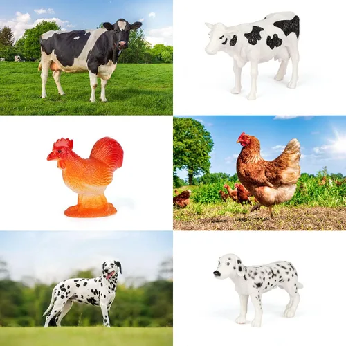 Vista 5 de DOMNIU Figuras de animales de granja, juguetes con 10 figuras de animales de plástico realistas y libro de sonido para niños, juguetes educativos