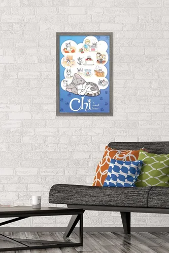 Vista 2 de Trends International Chi's Sweet Home - Póster de pared, 22.4 pulgadas de largo x 14.7 pulgadas, versión enmarcada en madera de granero