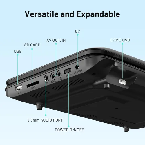 Vista 7 de Reproductor de DVD portátil con pantalla giratoria de 10.5 pulgadas Negro