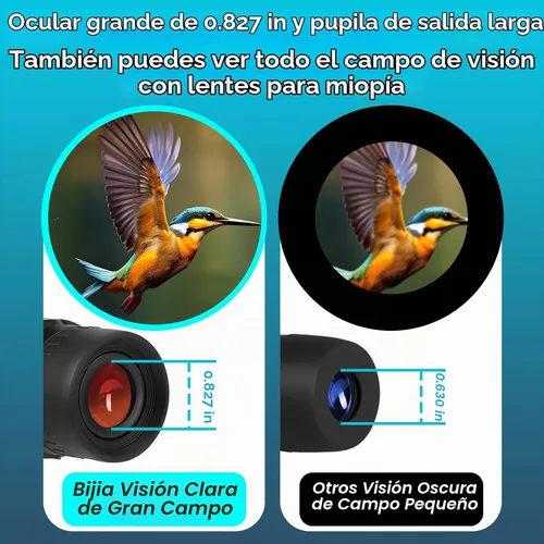 Vista 6 de BIJIA Telescopio monocular ED de 12 x 52 con trípode y adaptador de teléfono, prisma BAK4, lente totalmente multicapa, alcance impermeable de alta