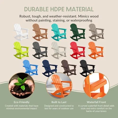 Vista 95 de WestinTrends Silla mecedora Malibu de poliéster para exterior/patio Adirondack, Negra
