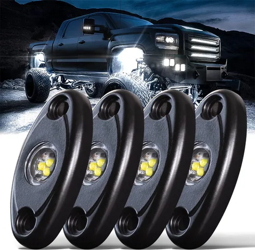 Vista 15 de LEDMIRCY Luces LED de roca, color blanco, 2 piezas para todoterreno, camiones, coches, barcos, ATV, SUV, RZR, impermeables, de alta potencia, luces