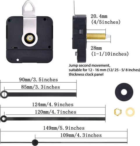 Vista 3 de Hicarer 28 mm Movimiento de Reloj de Esfera Larga de Cuarzo Kit de Reparación de Piezas de Reloj (Negro)