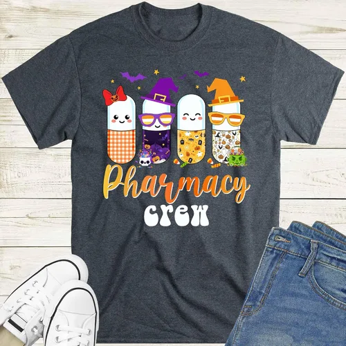 Vista 2 de Happy Halloween - Camisa de escuadrón de farmacia de Halloween, camisa de regalo de vida de farmacia de Halloween, regalo de farmacia