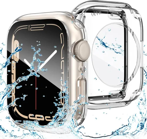 Vista 17 de Goton Funda impermeable 2 en 1 para Apple Watch, protector de pantalla para series 6/5/4, SE 3/2/1 de 40mm, cubierta frontal de vidrio protectora