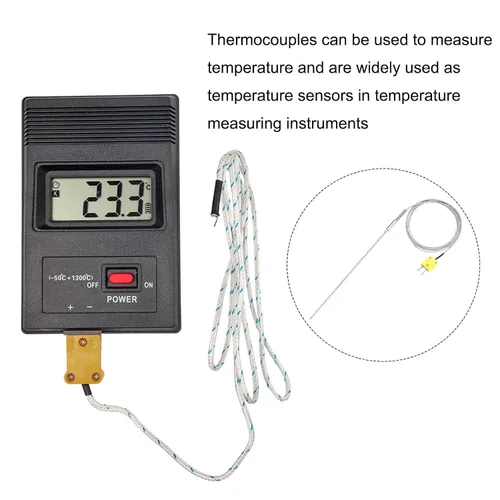 Vista 5 de MECCANIXITY Sonda de sensor de temperatura tipo K con termopar y enchufe, sonda de temperatura del medidor -50 a 1100°C (-58 a 2012°F), acero