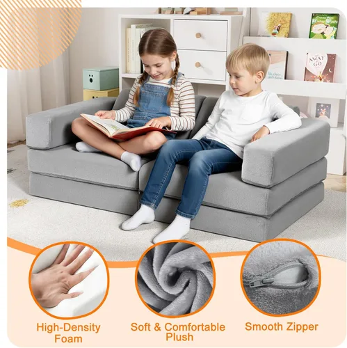 Vista 6 de MeMoreCool Sofá modular para niños, juego de sofá de escalada de espuma de 10 piezas para edades de 2 a 6 años, construcción creativa de fortalezas