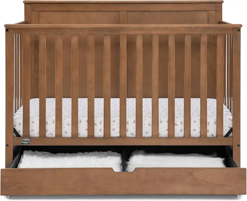 Vista 8 de Simmons Kids Logan - Cuna convertible 6 en 1 con cajón inferior, certificado Greenguard Gold, castaño