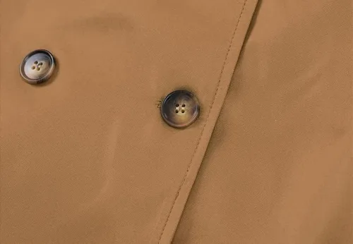 Vista 7 de Gabardina de doble botonadura para mujer, abrigo largo con cinturón de longitud media, chaqueta de vestir larga con capucha desmontable