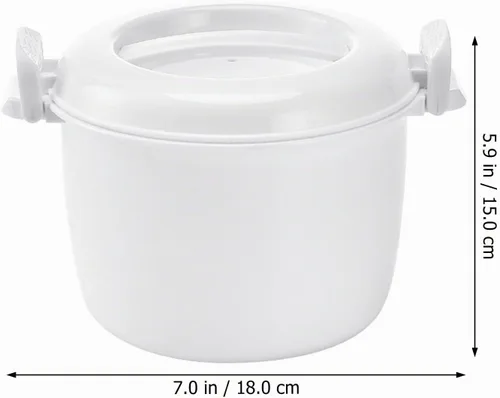 Vista 3 de Angoily - Arrocera para microondas, vaporizador portátil de 1 galón Microwavable Noodles Pasta Food Cookware, Non- Stick Bacon Oatmeal Pot Cooker
