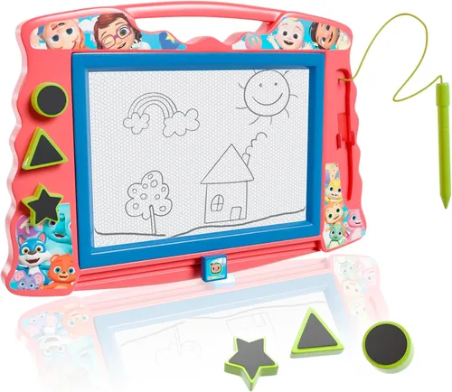 Vista 10 de Lollipop Baby Shark - Pizarra de dibujo magnética con lápiz capacitivo y 3 sellos, para niños o niñas (azul).