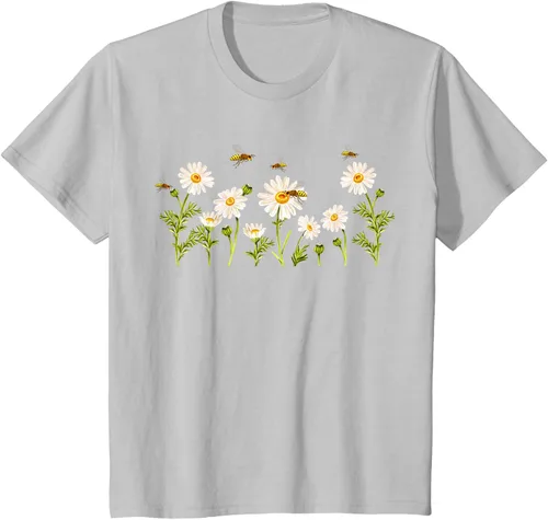 Vista 69 de Marguerites Daisy - Camiseta de verano con margaritas de jardín de flores, Negro, S