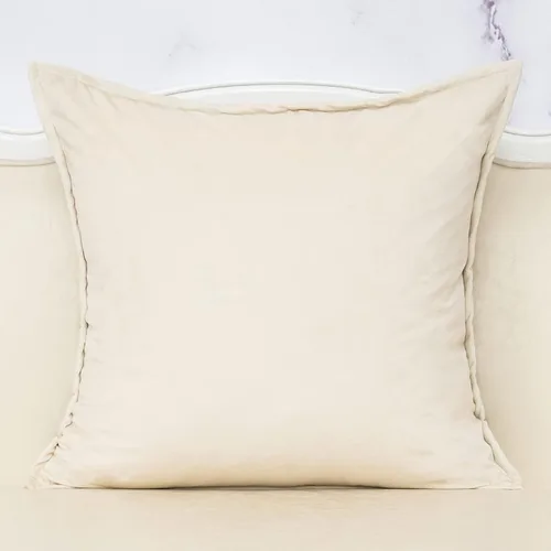 Vista 2 de Alerfa Funda de cojín cuadrada de terciopelo de algodón, 18 x 18 pulgadas, color marrón claro, blanco y gris oscuro, funda de almohada decorativa