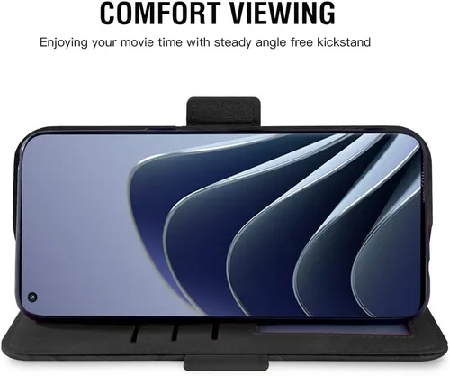 Vista 3 de Asuwish Funda compatible con OnePlus 10 Pro One Plus 10Pro 5G y protector de pantalla de vidrio templado, soporte de cuero para tarjetas con tapa