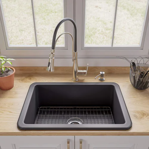 Vista 2 de ALFI brand ABF2718UD-BM - Fregadero de cocina, negro mate