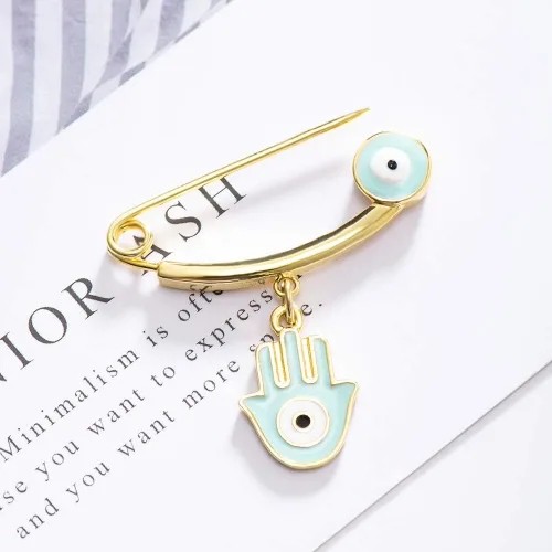 Vista 2 de MANVEN Hamsa - Broche de protección contra el mal de ojo, broche para pañales, regalo de cumpleaños