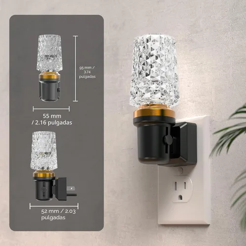 Vista 4 de L LOHAS LED - Luz nocturna enchufable con sensor de luz, 0-100Lm de brillo ajustable, 3000K blanco suave, luz nocturna decorativa de acrílico