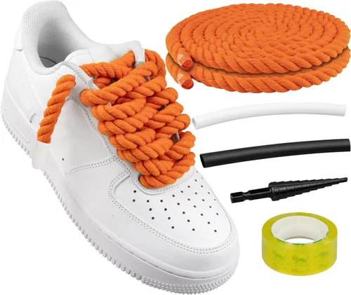 Vista 15 de Endoto Cordones de cuerda para Air Force 1, agujetas gruesas y voluminosas para zapatos deportivos AF Azul bebé