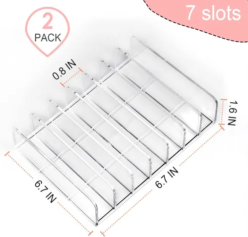 Vista 2 de Vowcarol Organizador de paleta de sombras de ojos, acrílico de 7 secciones divididas para paleta de maquillaje, soporte organizador - transparente