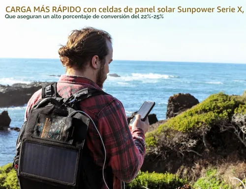 Vista 3 de Ryno Tuff Cargador solar portátil para campamento, cargador plegable de panel solar de 21 W, 2 puertos USB, impermeable y duradero, compatible