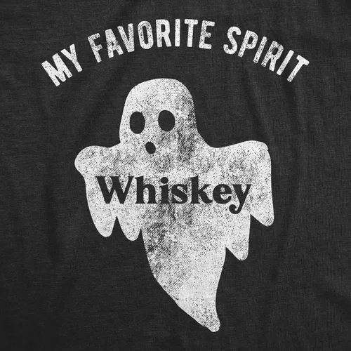 Vista 2 de Camiseta de whisky My Favorite Spirit para hombre, divertida camiseta de Halloween y fantasmas, Negro brezo