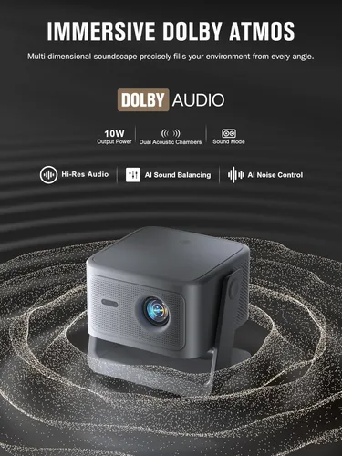 Vista 8 de 【Ahora con Netflix y 3000 ANSI】Proyector inteligente 4K con WiFi y Bluetooth, VISSPL 3D Dolby Audio y Auto Focus Proyector portátil para exteriores