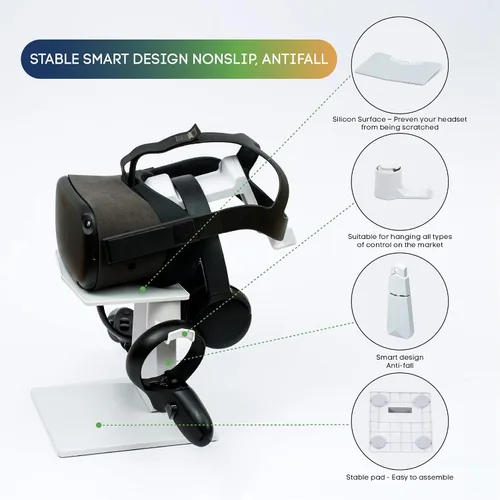 Vista 3 de TCTEC VR Stand VR Headset Stand VR Display Holder Storage Virtual Reality Headset Desktop Display Stand for Oculus Quest 2 Quest Rift Rift S Valve