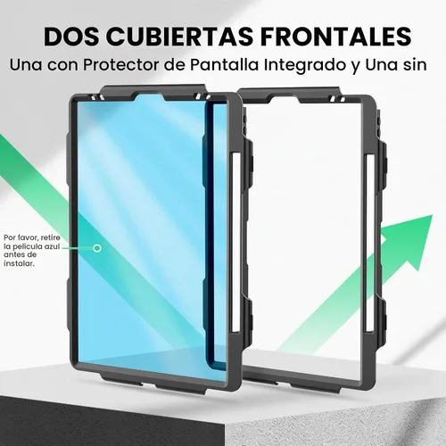 Vista 7 de SEYMAC Funda para iPad Pro 12.9 2022/2021/2020/2018, resistente protección a prueba de golpes con protector de pantalla, soporte giratorio de 360°