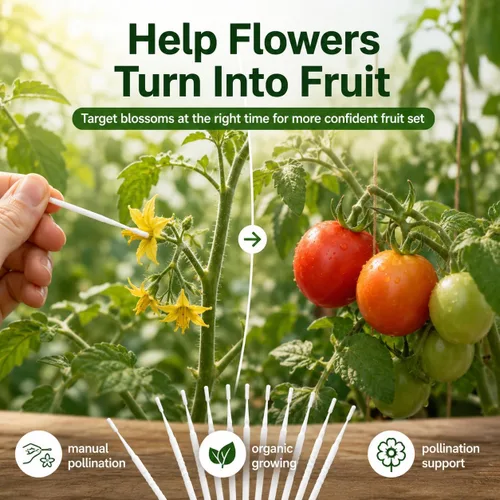 Vista 6 de Toddmomy Paquete de 20 herramientas polinizadoras de árboles frutales, cepillo manual de polinización manual para tomates y pimientos, varita suave