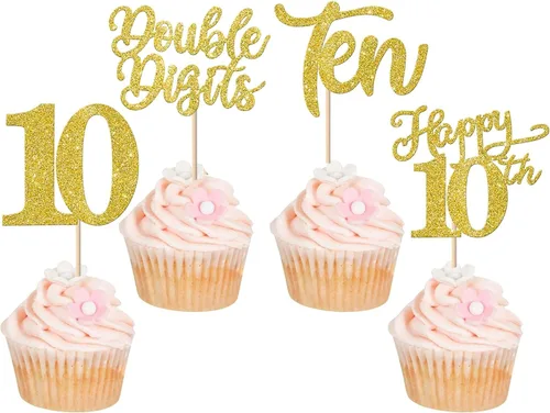Vista 42 de Rsstarxi Paquete de 24 adornos con purpurina para cupcakes de 30 cumpleaños, treinta y 30 fabulosas selecciones de cupcakes, decoraciones para feliz