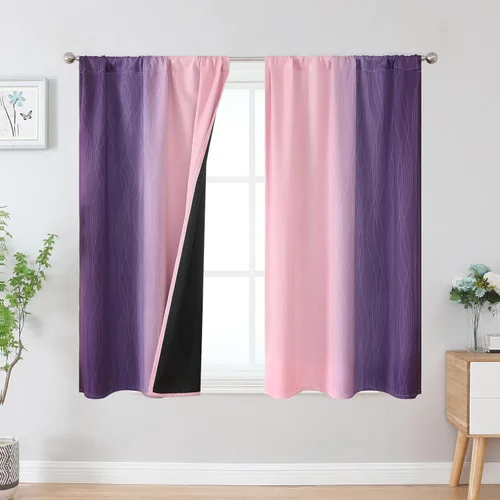 Vista 46 de Estelar Textiler Cortinas oscurecedoras beige y blanco grisáceo de 45 pulgadas de largo, cortinas graduadas con bloqueo de luz para baño, cortinas
