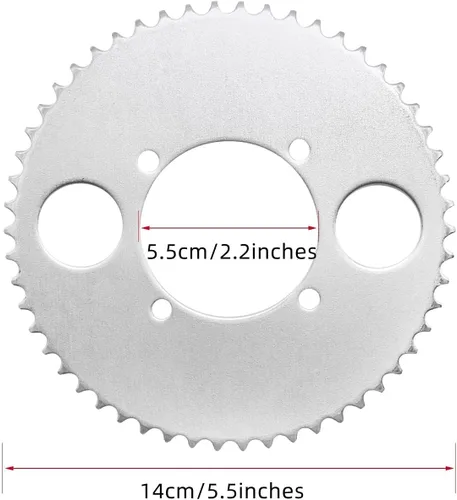 Vista 3 de Piñón de transmisión trasera T8F de 54 dientes con cadena T8F de 116 eslabones y kits de eslabón maestro para motor de 2 tiempos de 47cc 49cc, mini