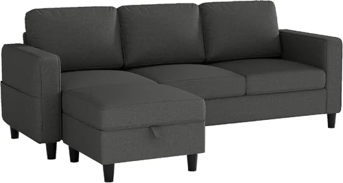 Vista 8 de Sofás seccionales para sala de estar, sofá convertible en forma de L de 78 pulgadas con almacenamiento extraíble, sofás otomanos de 3 plazas, sofá