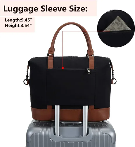 Vista 26 de BLUBOON Bolsas de viaje con cremallera, bolsa de lona para mujer, bolsa de fin de semana para mujer, bolsa de lona para llevar en la bolsa de lona
